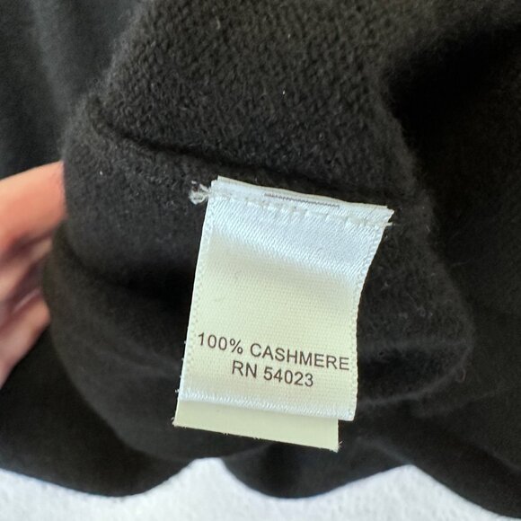 Banana Republic 100% Cashmere Knit Dress Size Large Black Contrast Trim Classic - Picture 7 of 11